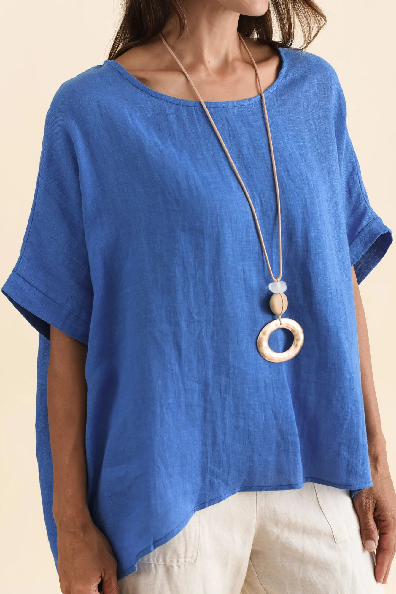 Chaya Cobalt Linen Top sold by Blue Bungalow product image thumbnail 5