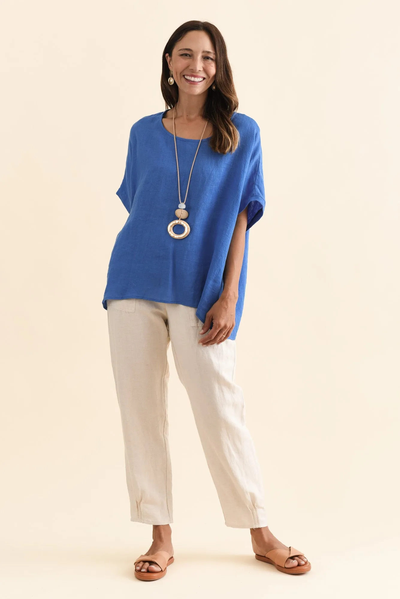 Chaya Cobalt Linen Top sold by Blue Bungalow product image thumbnail 2