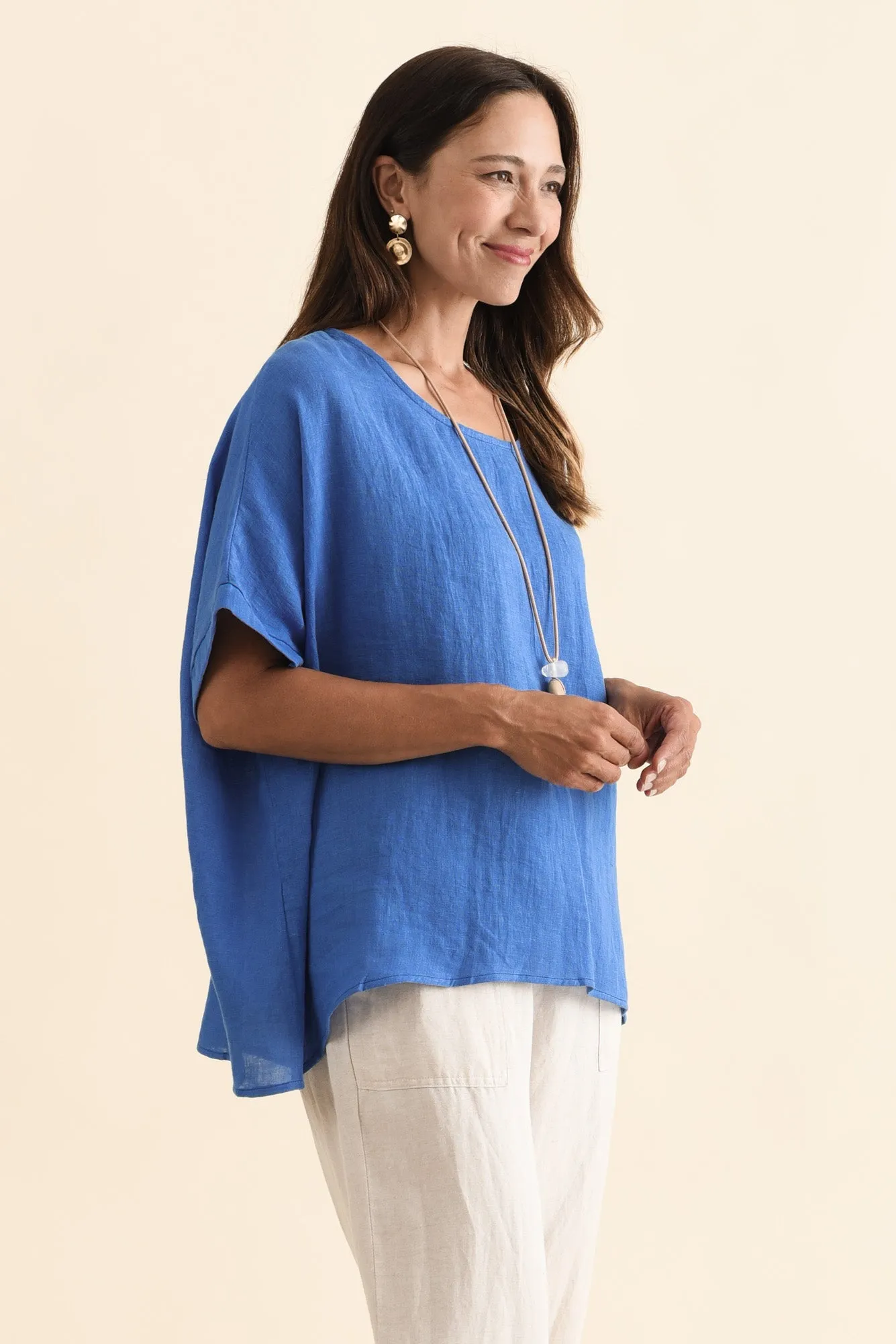 Chaya Cobalt Linen Top sold by Blue Bungalow product image thumbnail 3