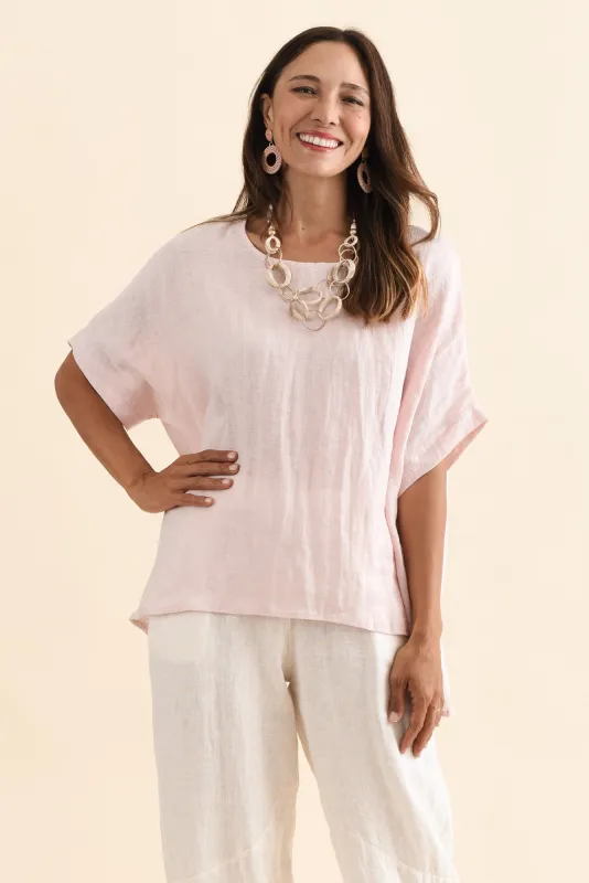 Chaya Light Pink Linen Top sold by Blue Bungalow