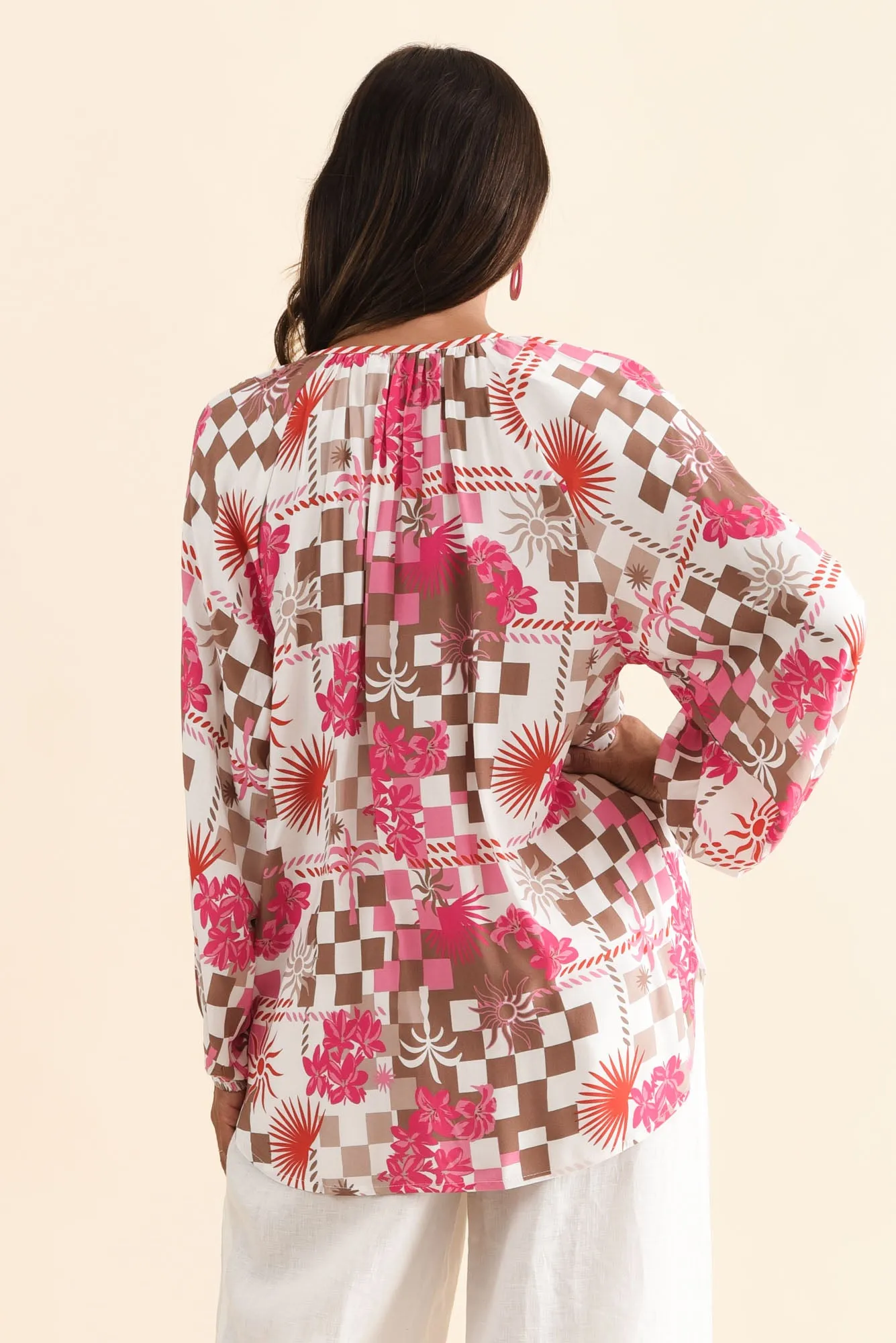 Leonora Red Tropical Button Blouse sold by Blue Bungalow product image thumbnail 4