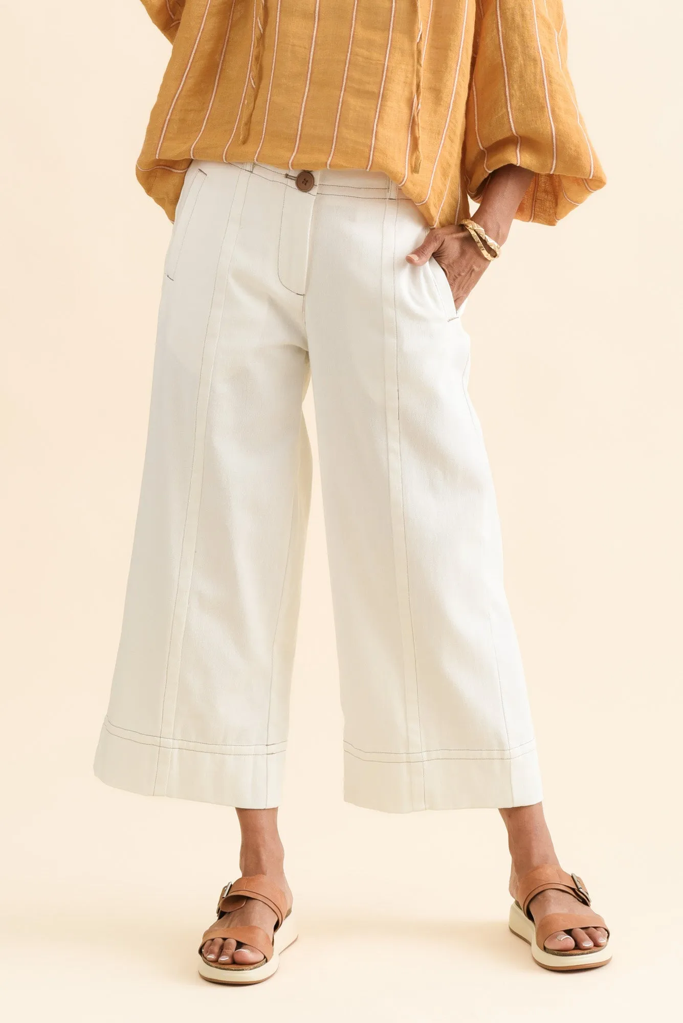 Carsen Cream Wide Leg Jeans sold by Blue Bungalow