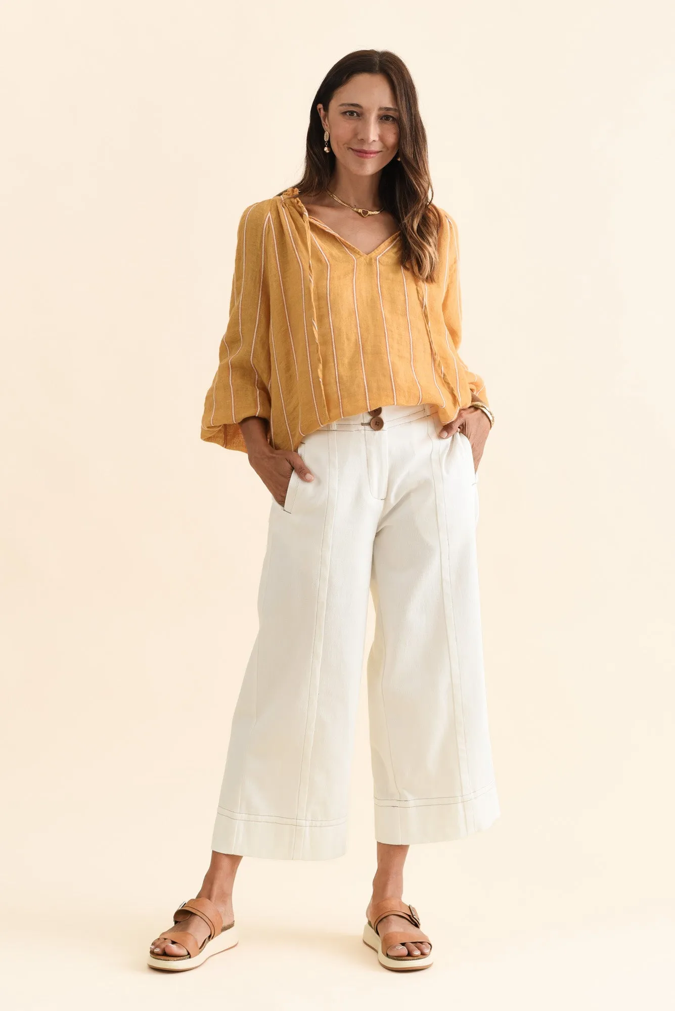 Carsen Cream Wide Leg Jeans sold by Blue Bungalow product image thumbnail 2