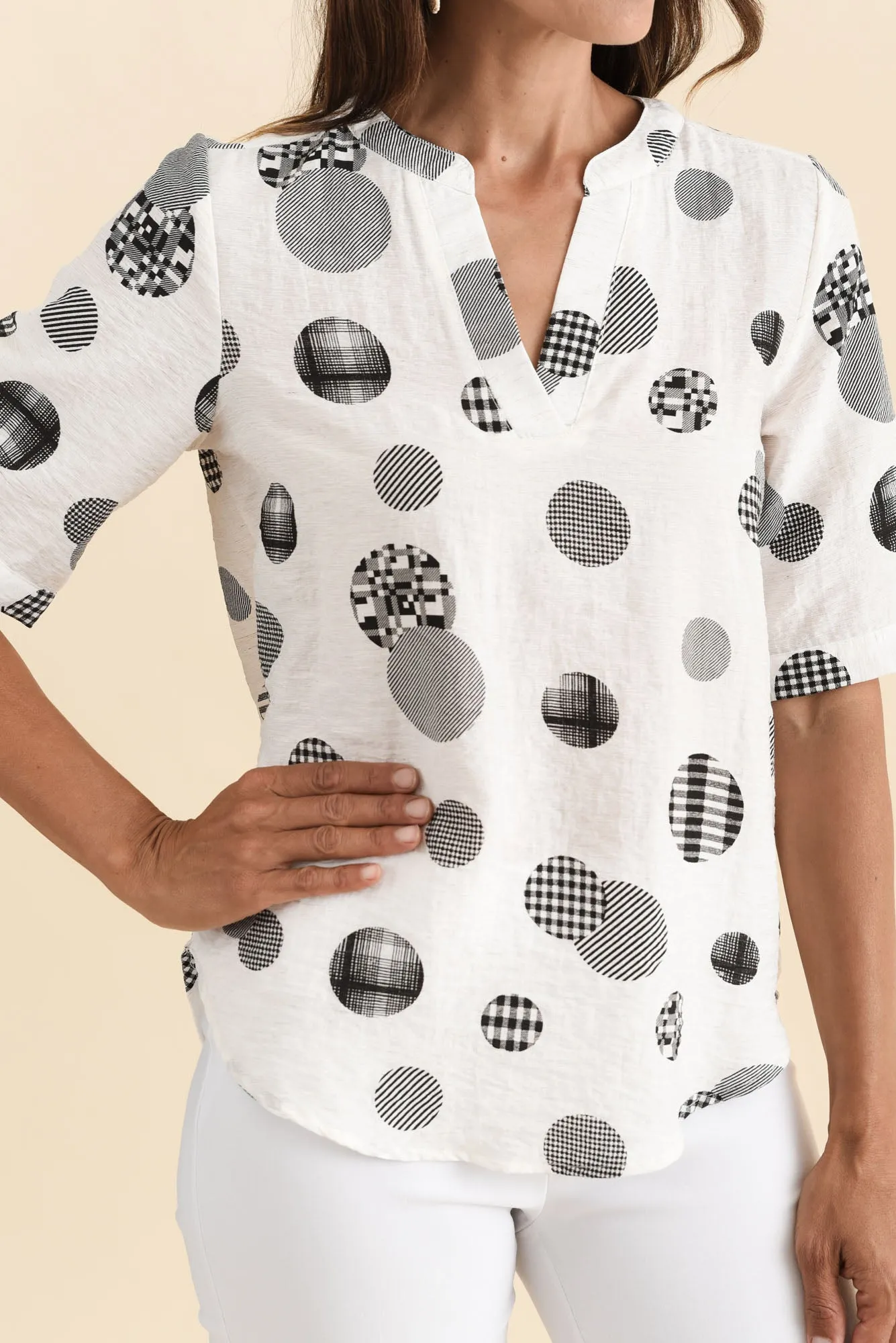 Breigh White Spot V Neck Top sold by Blue Bungalow product image thumbnail 5