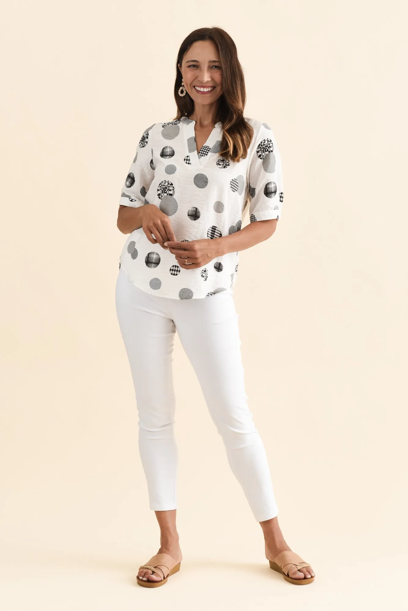 Breigh White Spot V Neck Top sold by Blue Bungalow product image thumbnail 2