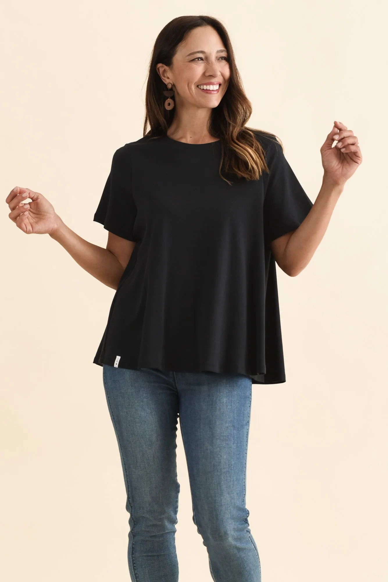 Daisy Black Cotton Tee sold by Blue Bungalow