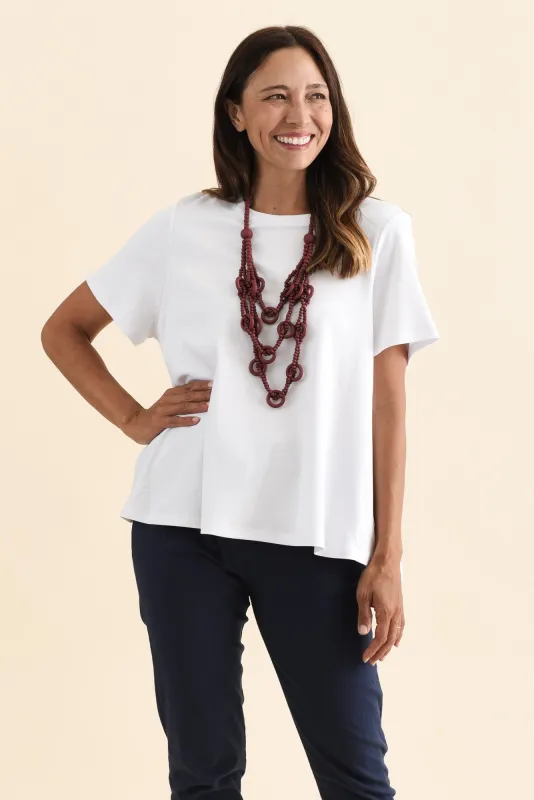 Daisy White Cotton Tee sold by Blue Bungalow