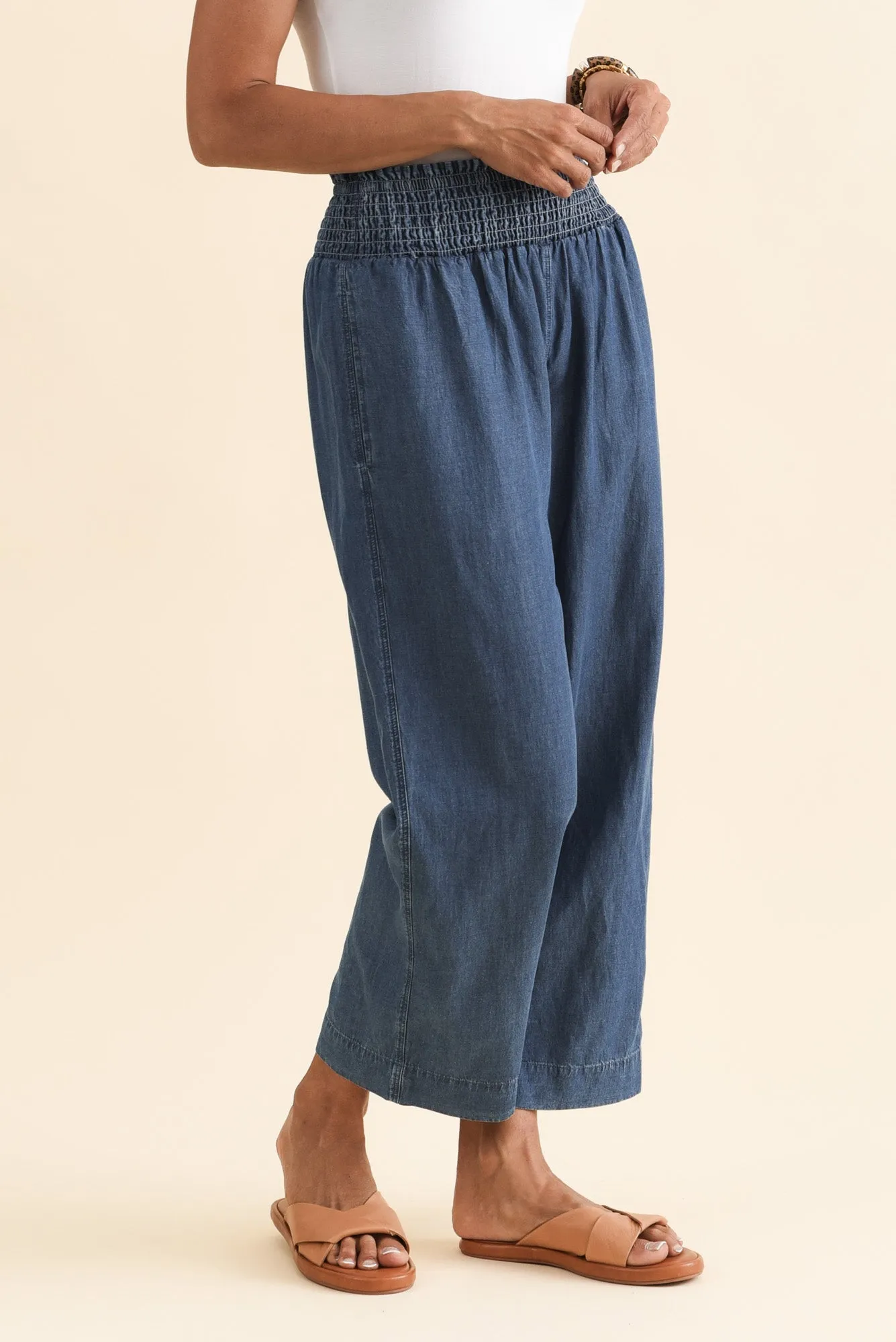Riley Blue Lyocell Blend Relaxed Pants sold by Blue Bungalow product image thumbnail 3