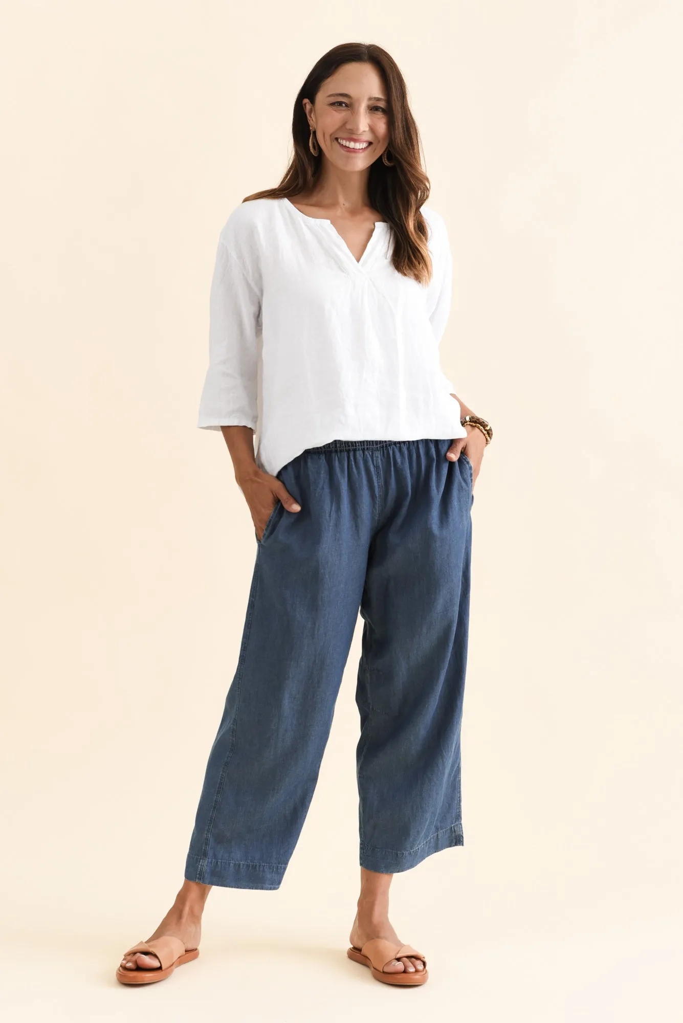 Riley Blue Lyocell Blend Relaxed Pants sold by Blue Bungalow product image thumbnail 2