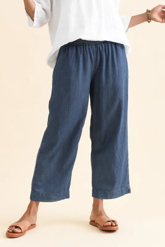 Riley Blue Lyocell Blend Relaxed Pants sold by Blue Bungalow