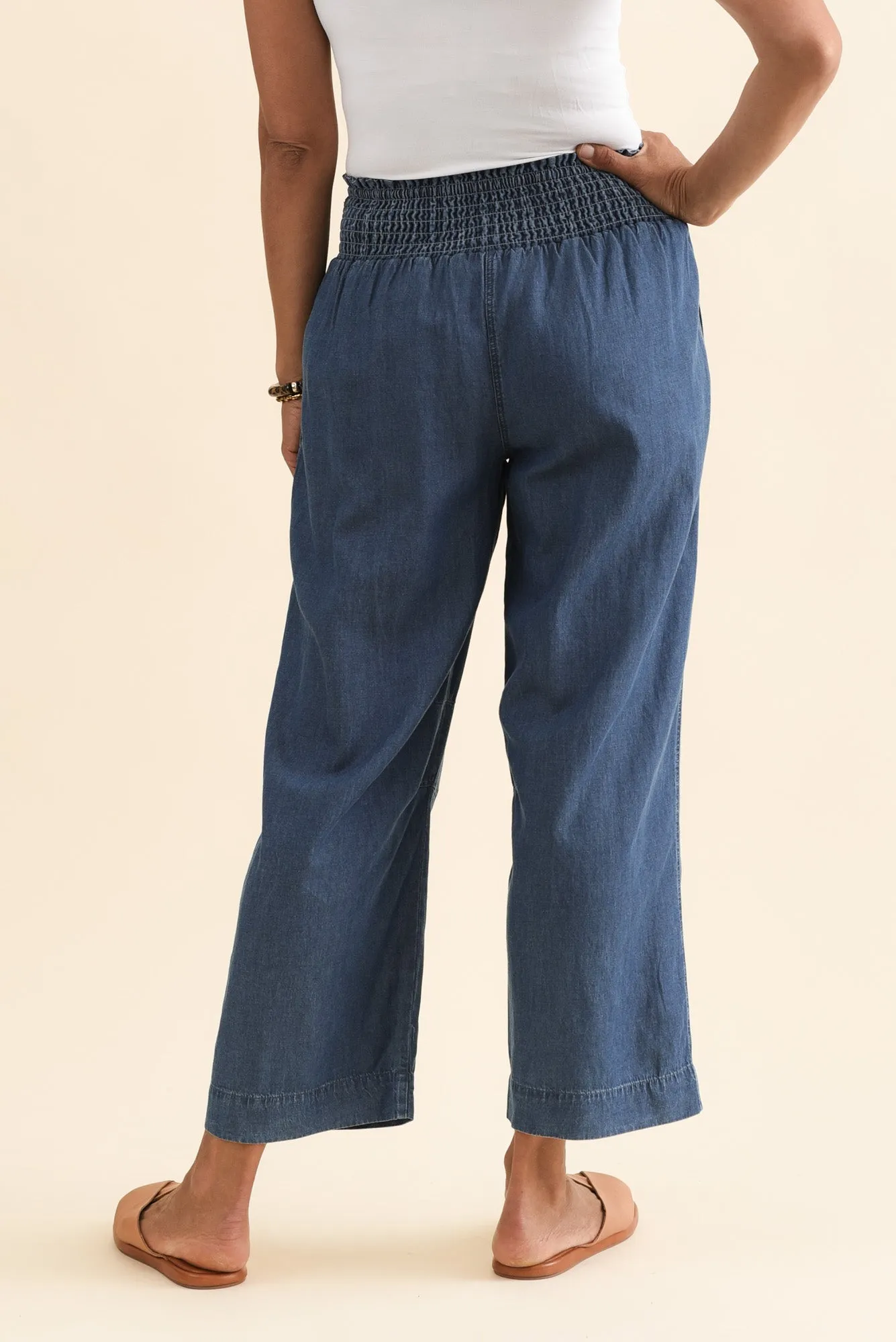 Riley Blue Lyocell Blend Relaxed Pants sold by Blue Bungalow product image thumbnail 4