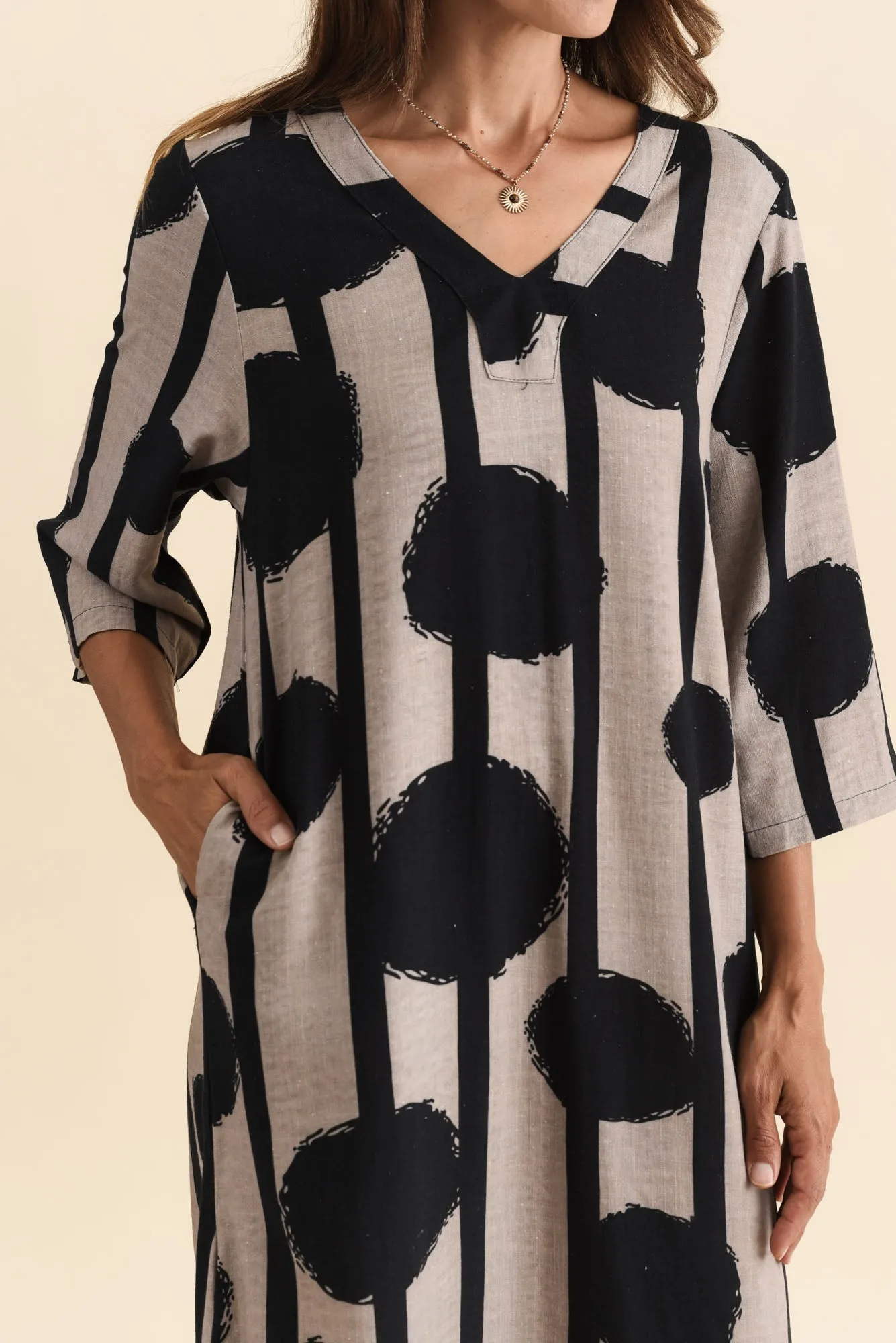 Celine Black Spot Linen Cotton Dress sold by Blue Bungalow product image thumbnail 5