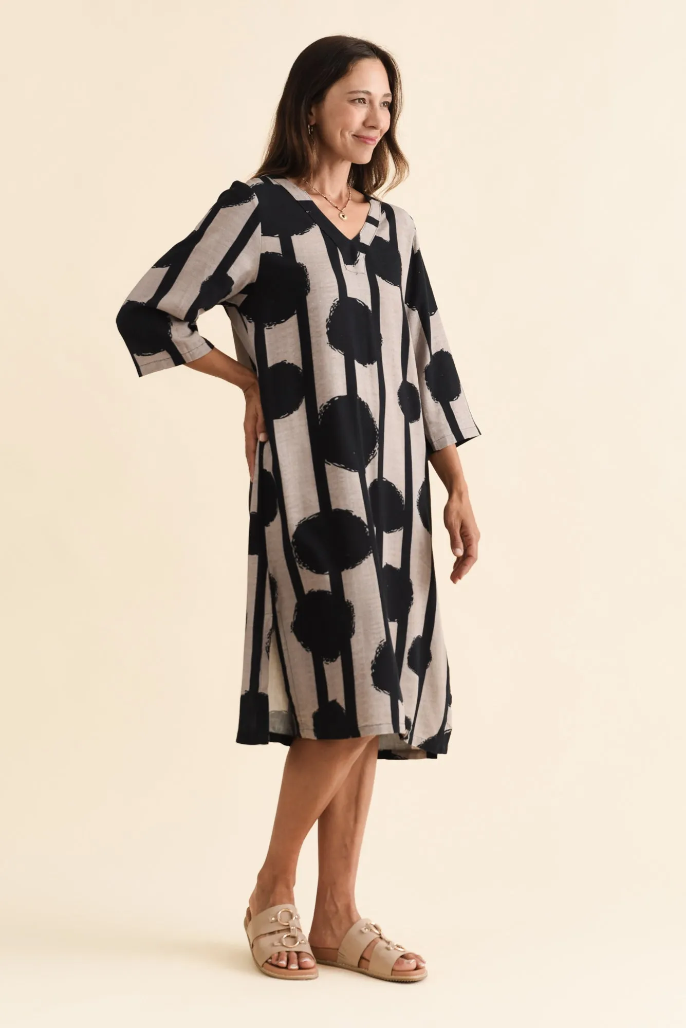 Celine Black Spot Linen Cotton Dress sold by Blue Bungalow product image thumbnail 3