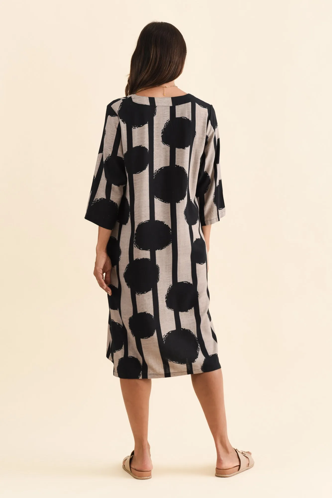Celine Black Spot Linen Cotton Dress sold by Blue Bungalow product image thumbnail 4