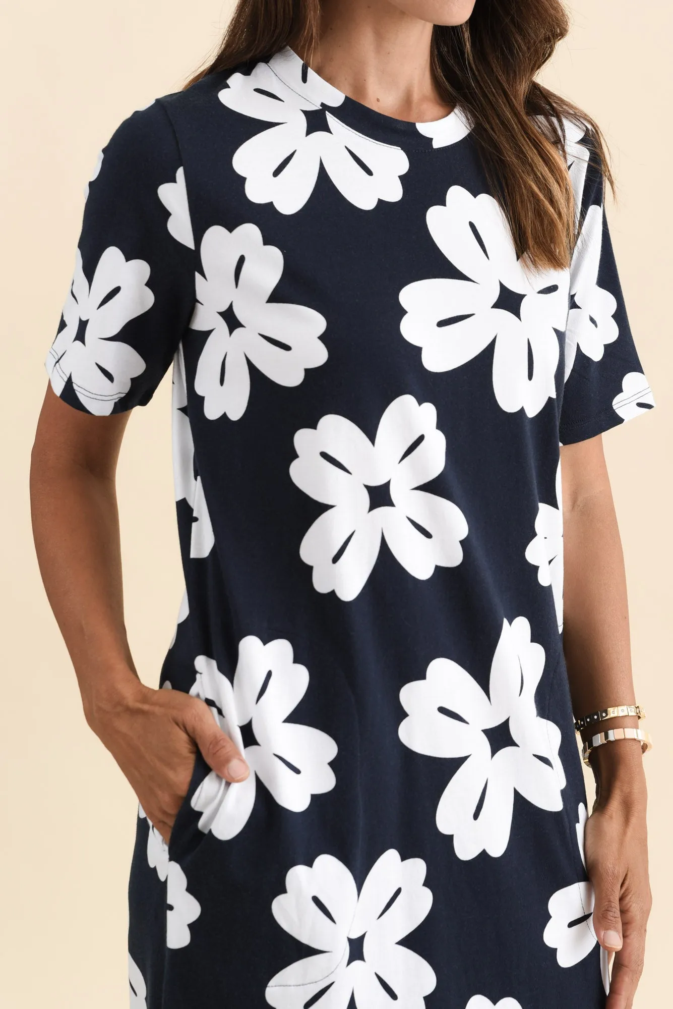 Vera Navy Flower Cotton Dress sold by Blue Bungalow product image thumbnail 5