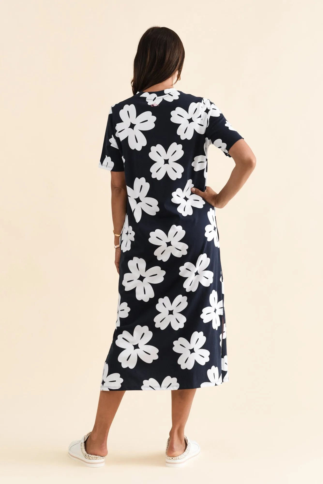 Vera Navy Flower Cotton Dress sold by Blue Bungalow product image thumbnail 4