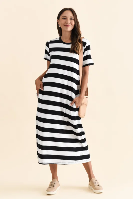 Adira Black Stripe Pocket Dress sold by Blue Bungalow