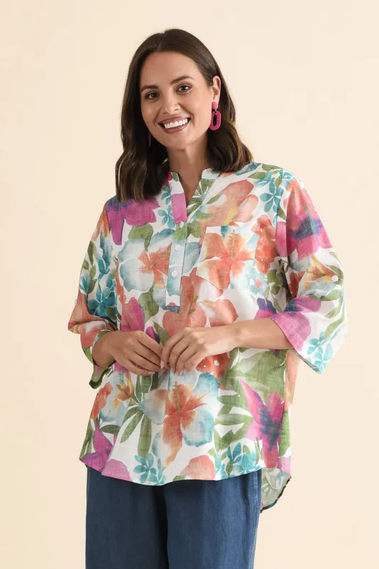 Howie Pink Floral Cotton Top sold by Blue Bungalow