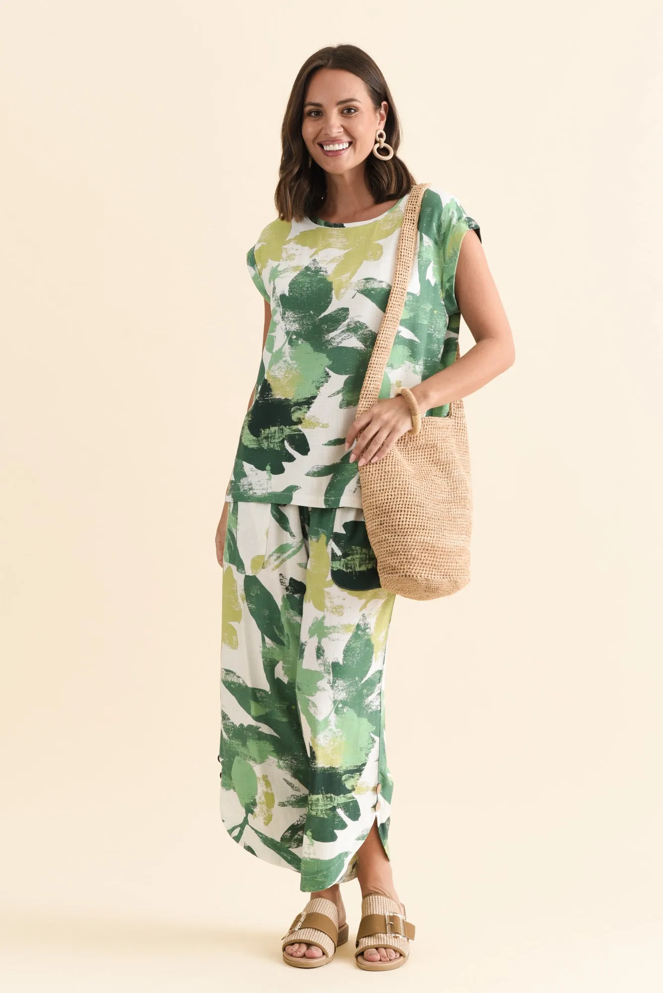 Alta Green Leaf Linen Cotton Top sold by Blue Bungalow product image thumbnail 2