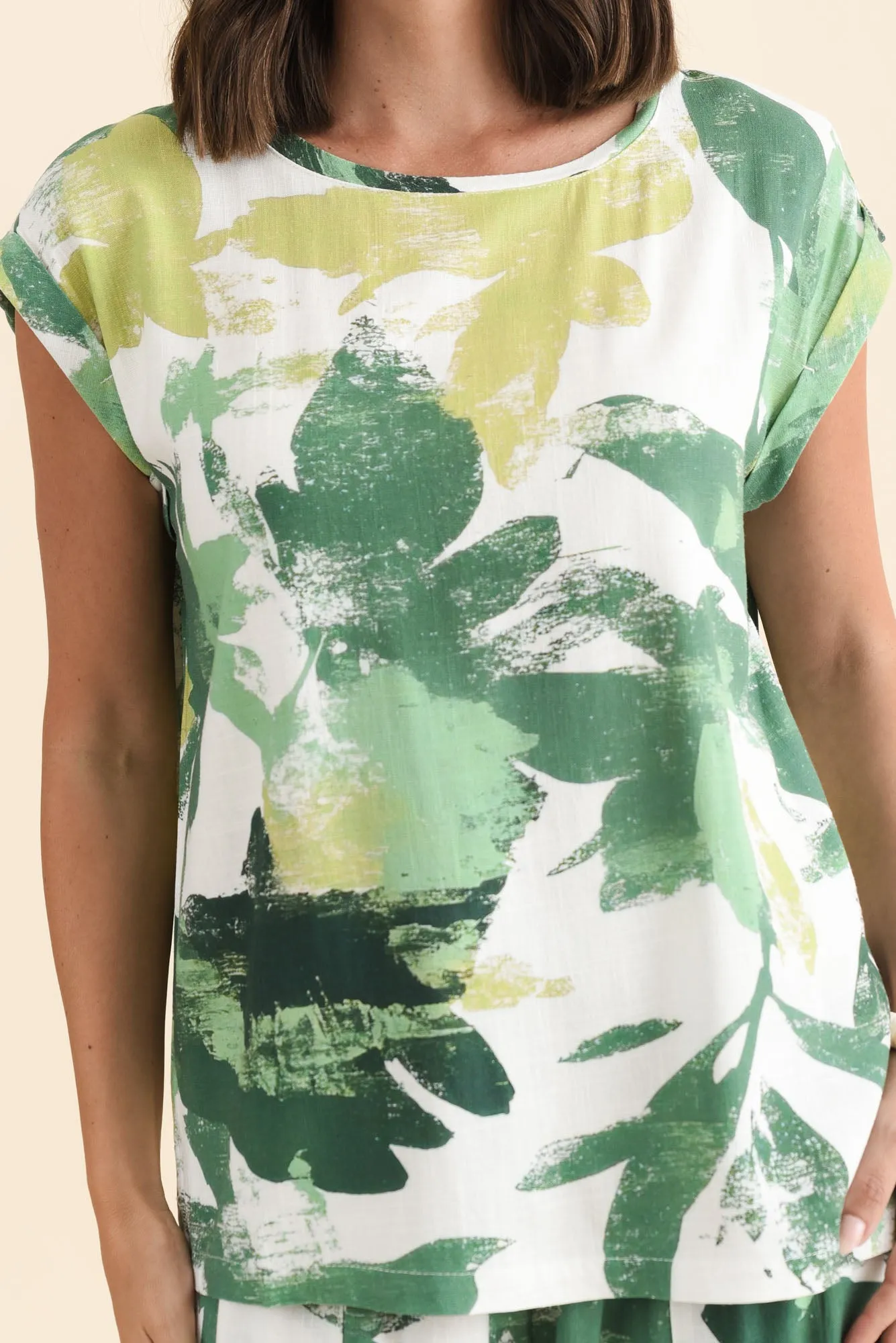 Alta Green Leaf Linen Cotton Top sold by Blue Bungalow product image thumbnail 5