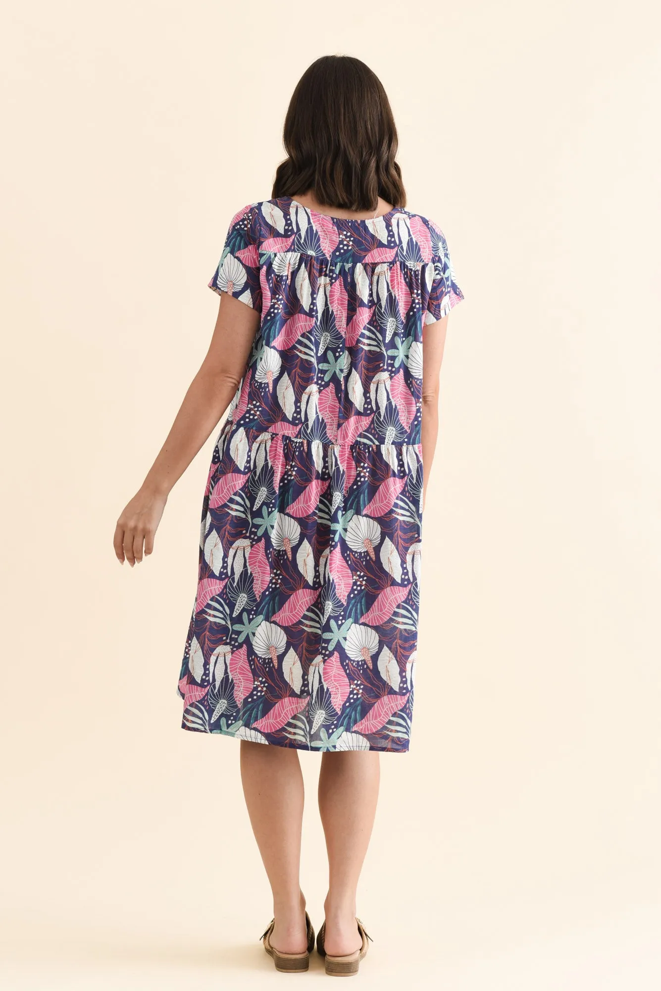 Hanoi Navy Botanical Cotton Blend Dress sold by Blue Bungalow product image thumbnail 4