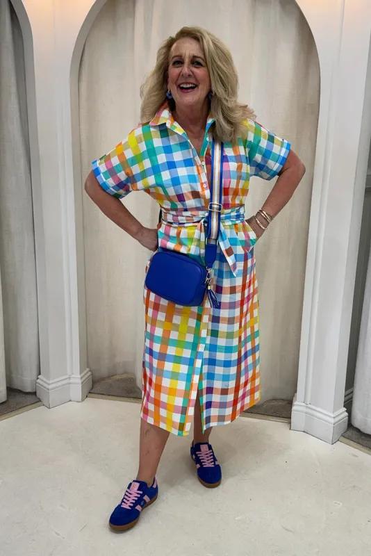 Sherryl White Check Cotton Shirt Dress sold by Blue Bungalow