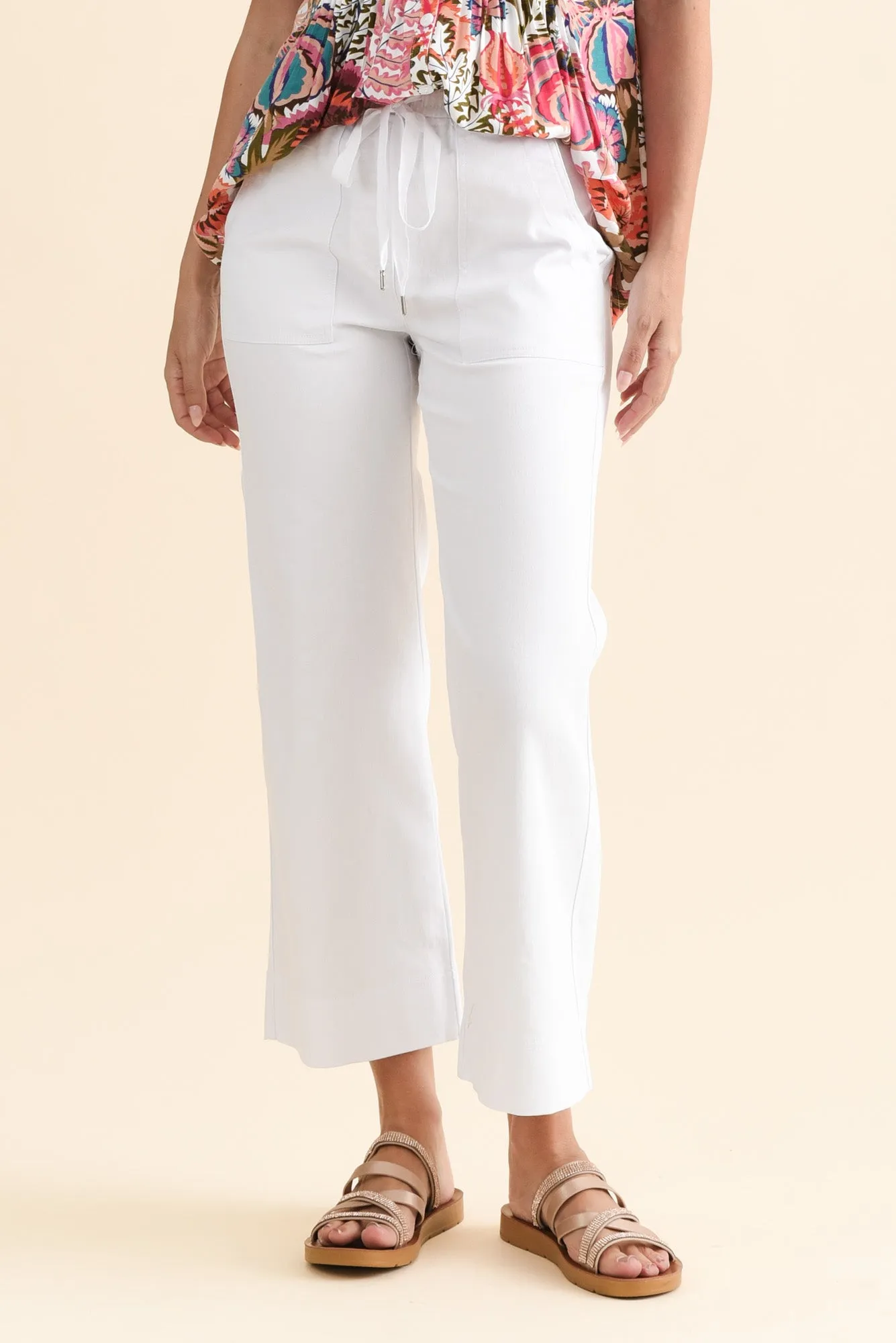 Eugenie White Drawstring Pants sold by Blue Bungalow