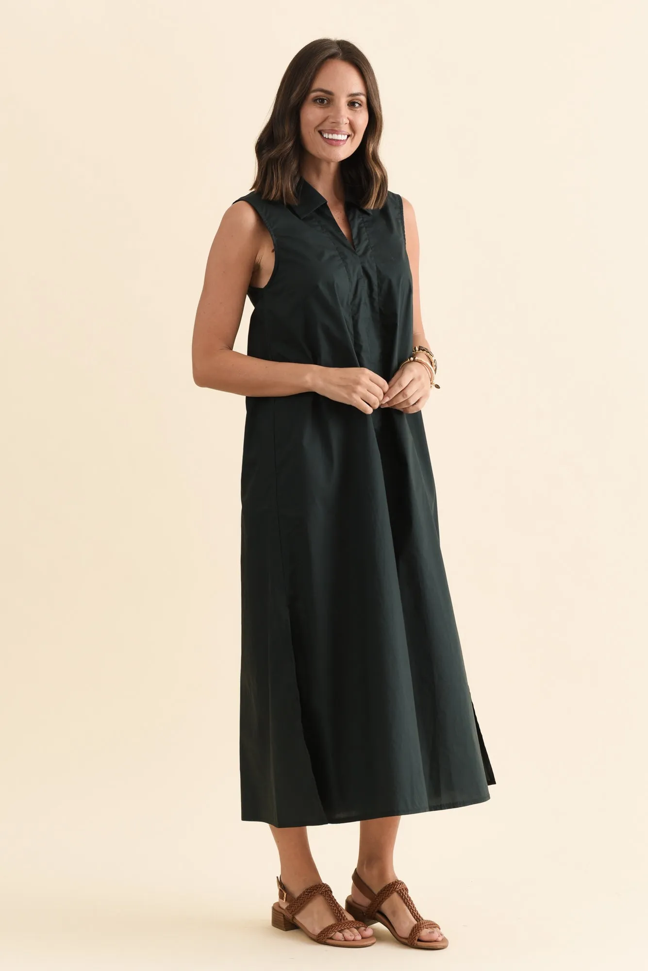 Helena Charcoal Cotton Sleeveless Dress sold by Blue Bungalow product image thumbnail 3
