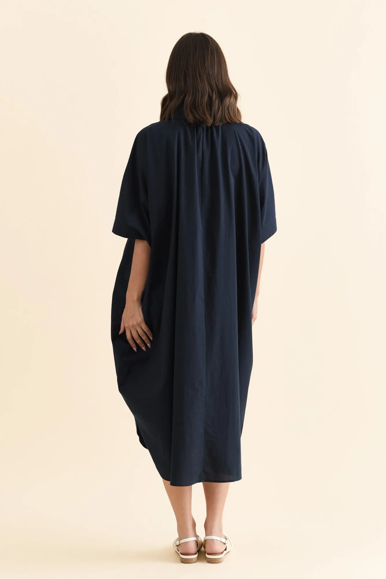 Esther Navy Cotton Tie Dress sold by Blue Bungalow product image thumbnail 4