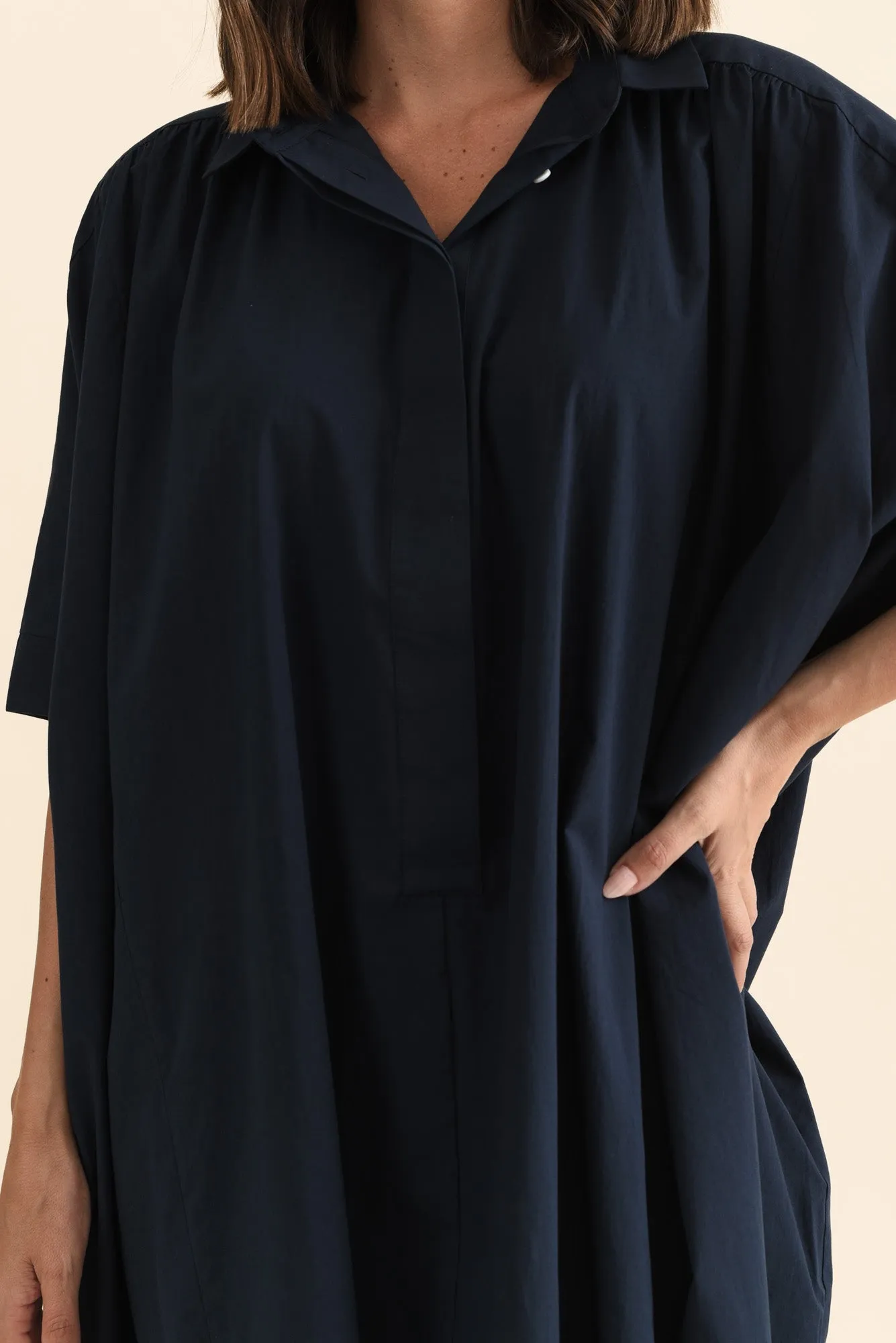 Esther Navy Cotton Tie Dress sold by Blue Bungalow product image thumbnail 5