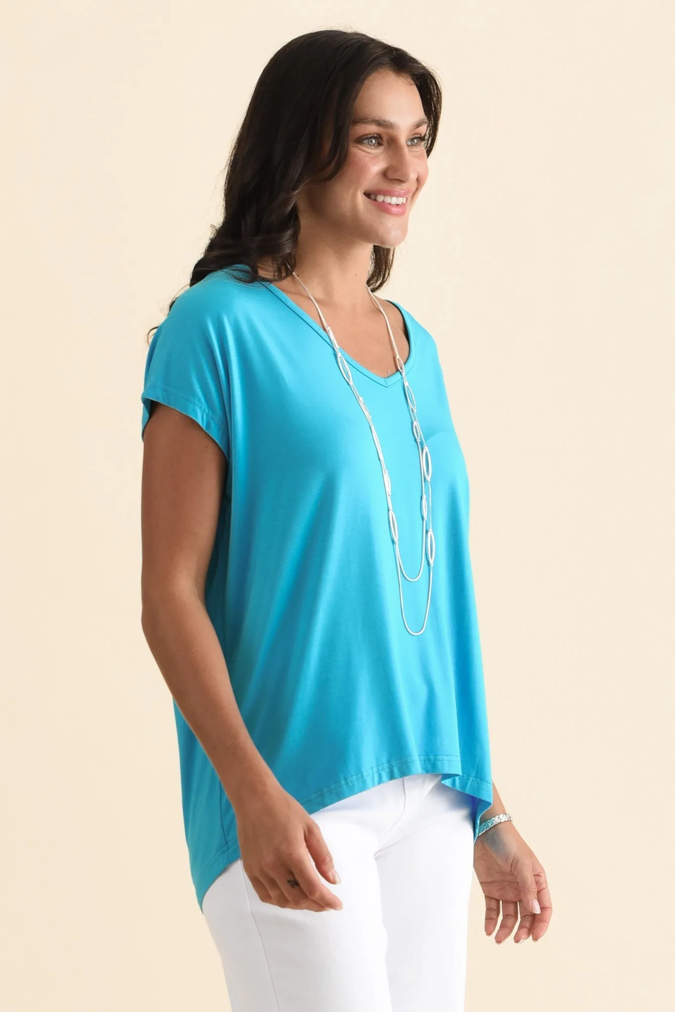 Jenner Blue V Neck Tee sold by Blue Bungalow product image thumbnail 3