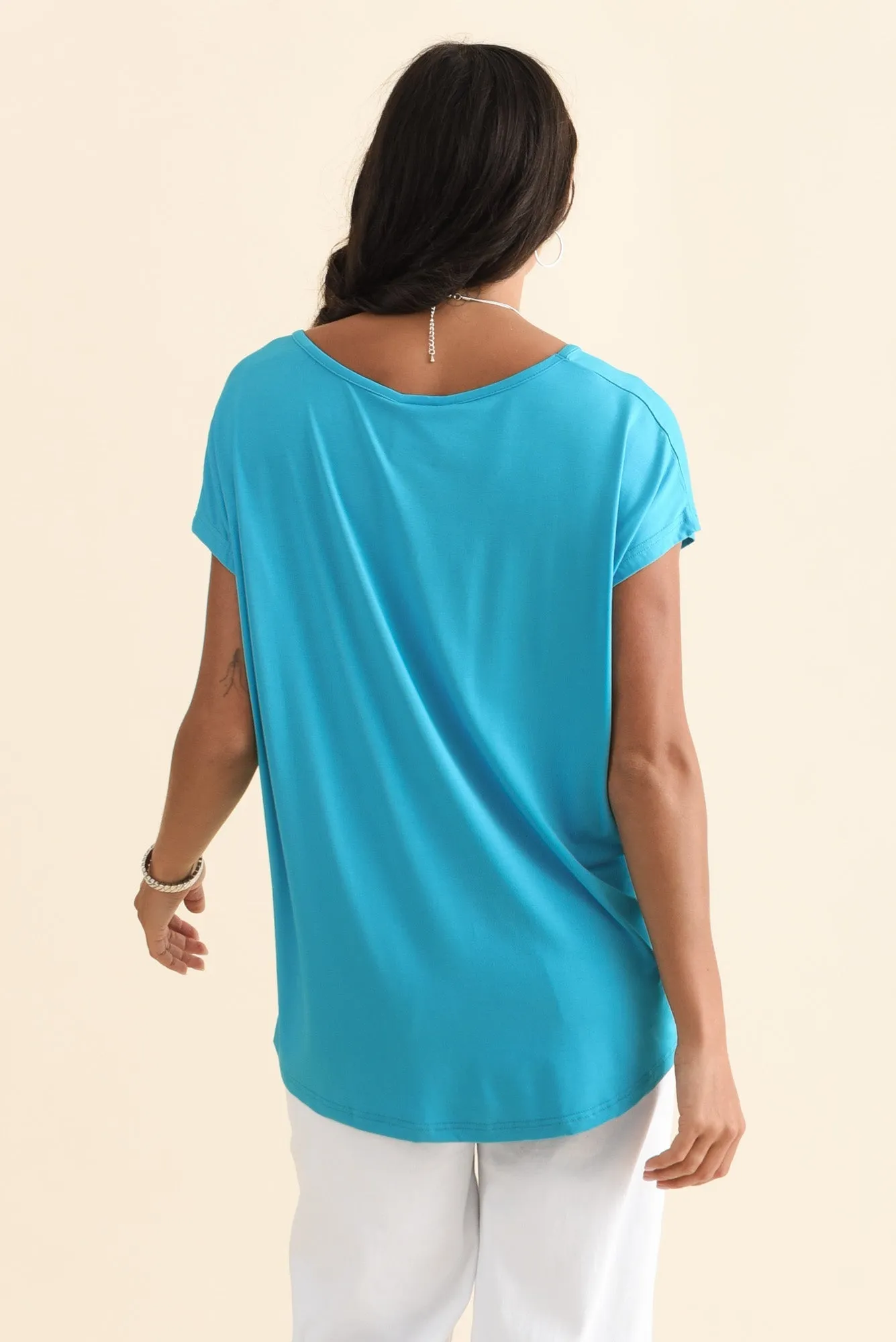 Jenner Blue V Neck Tee sold by Blue Bungalow product image thumbnail 4