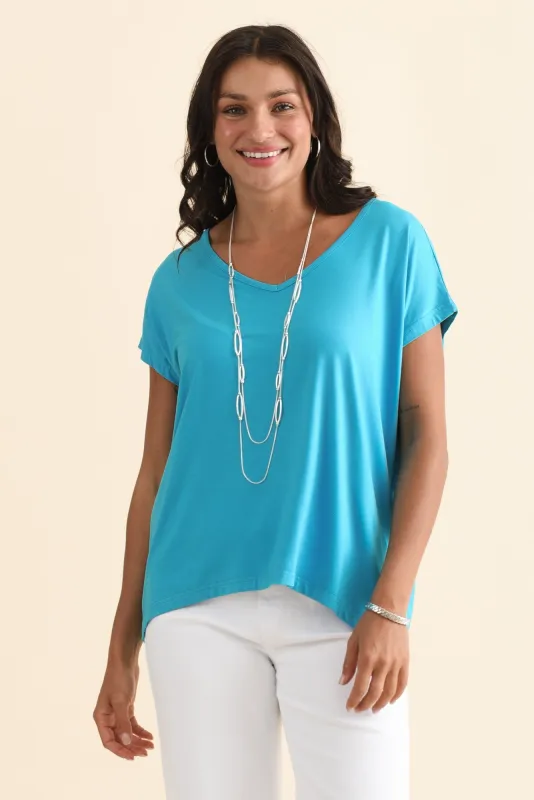 Jenner Blue V Neck Tee sold by Blue Bungalow