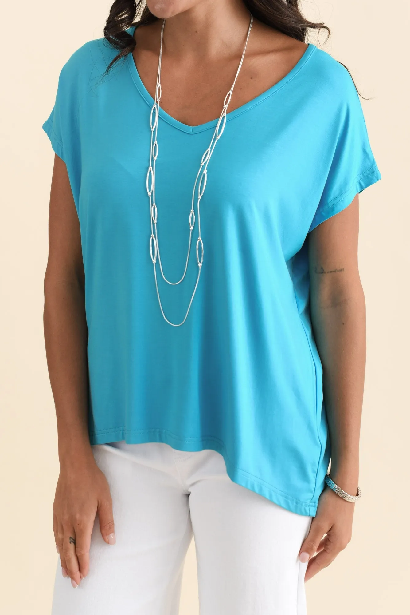 Jenner Blue V Neck Tee sold by Blue Bungalow product image thumbnail 5