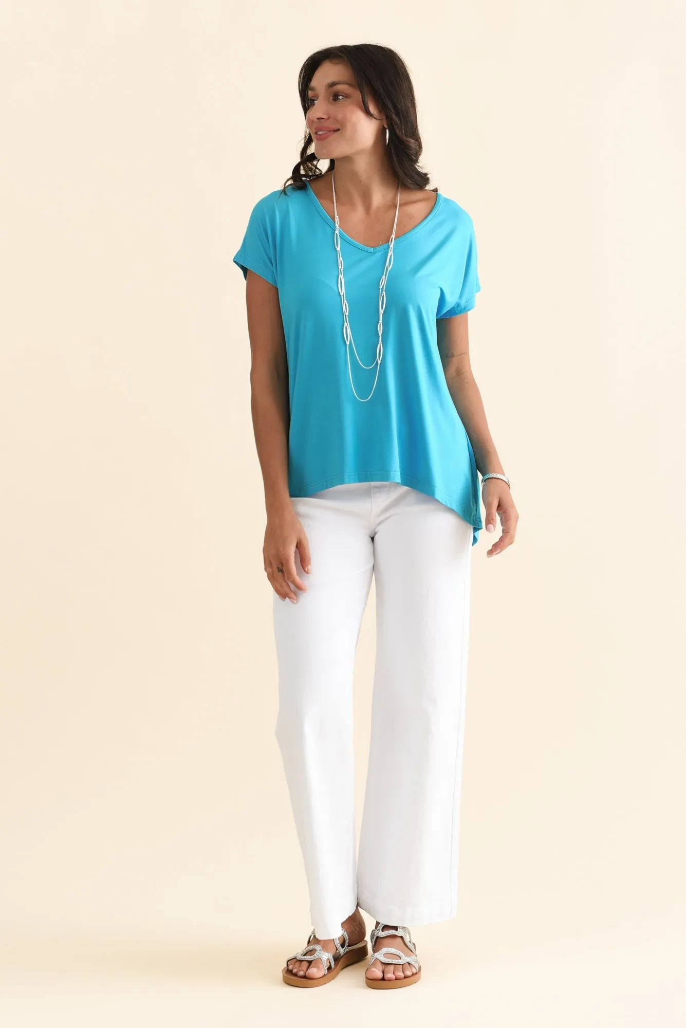 Jenner Blue V Neck Tee sold by Blue Bungalow product image thumbnail 2