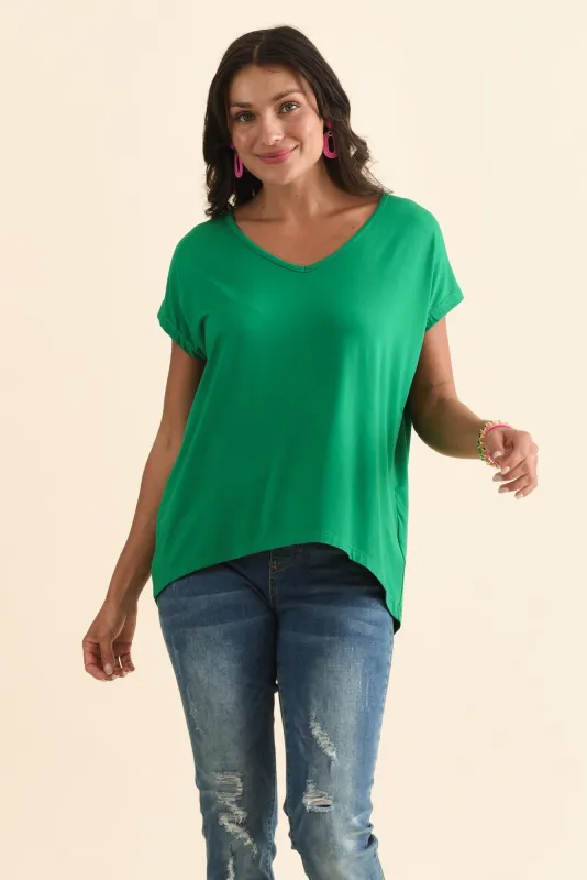 Jenner Green V Neck Tee sold by Blue Bungalow