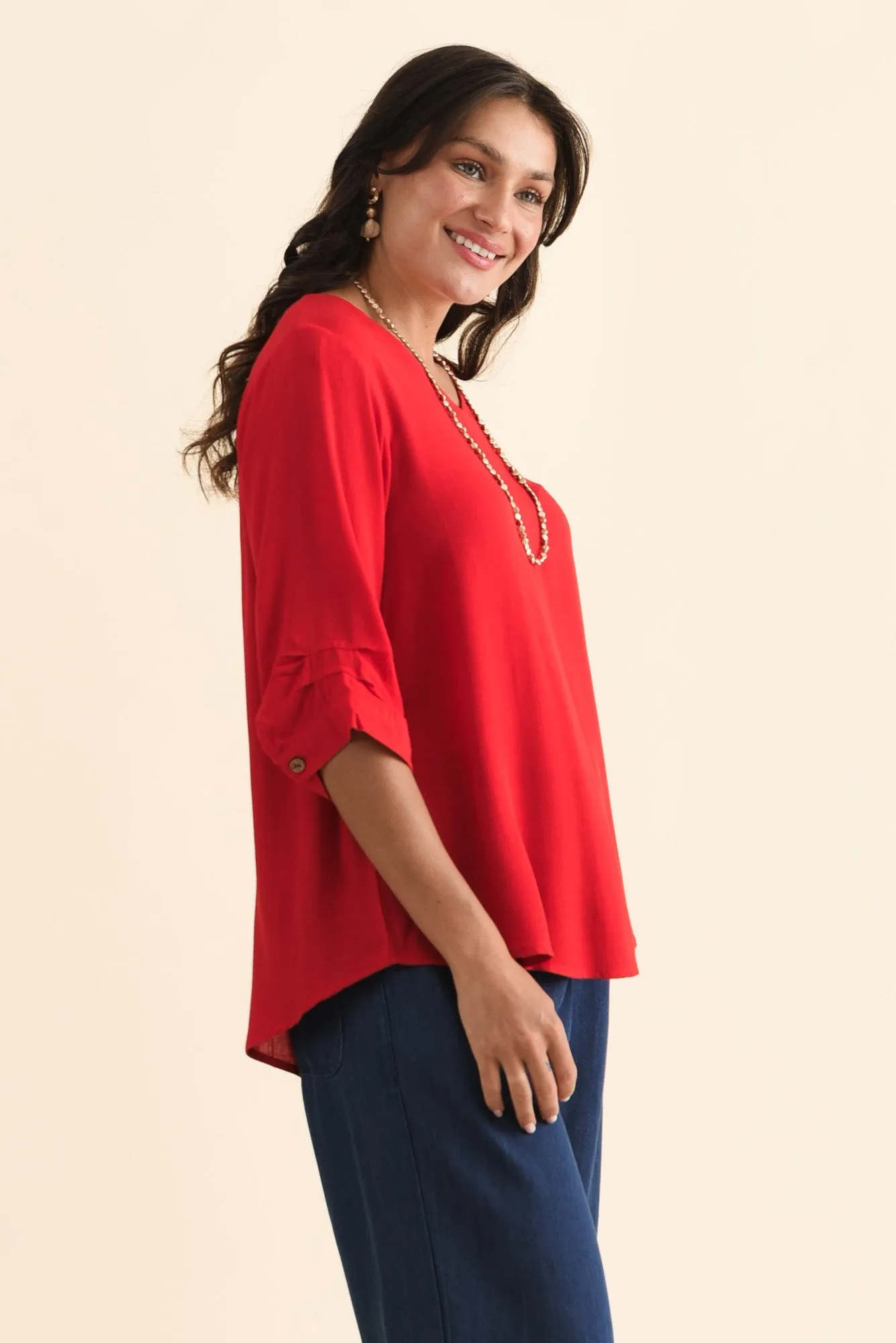 Gomez Red Button Top sold by Blue Bungalow product image thumbnail 3