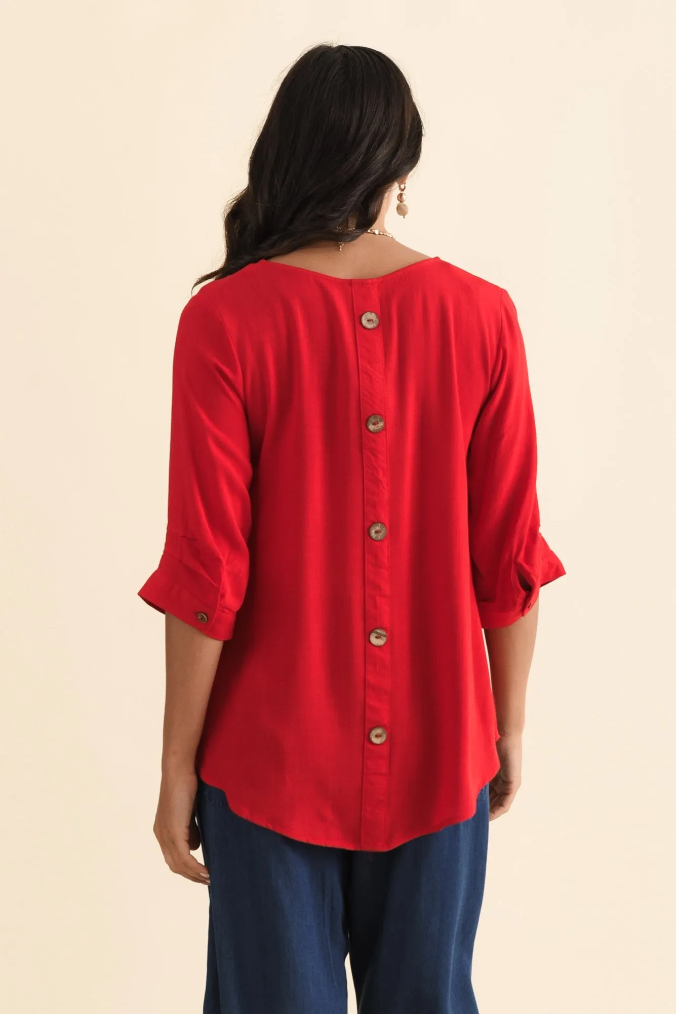 Gomez Red Button Top sold by Blue Bungalow product image thumbnail 4