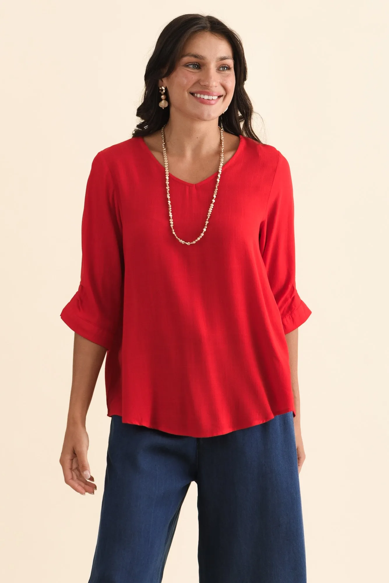 Gomez Red Button Top sold by Blue Bungalow