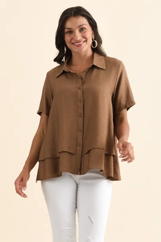 Ezra Chocolate Layered Top sold by Blue Bungalow