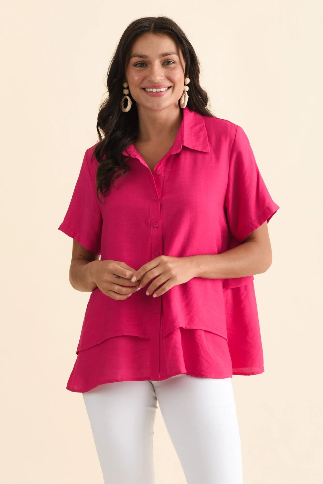 Ezra Hot Pink Layered Top sold by Blue Bungalow
