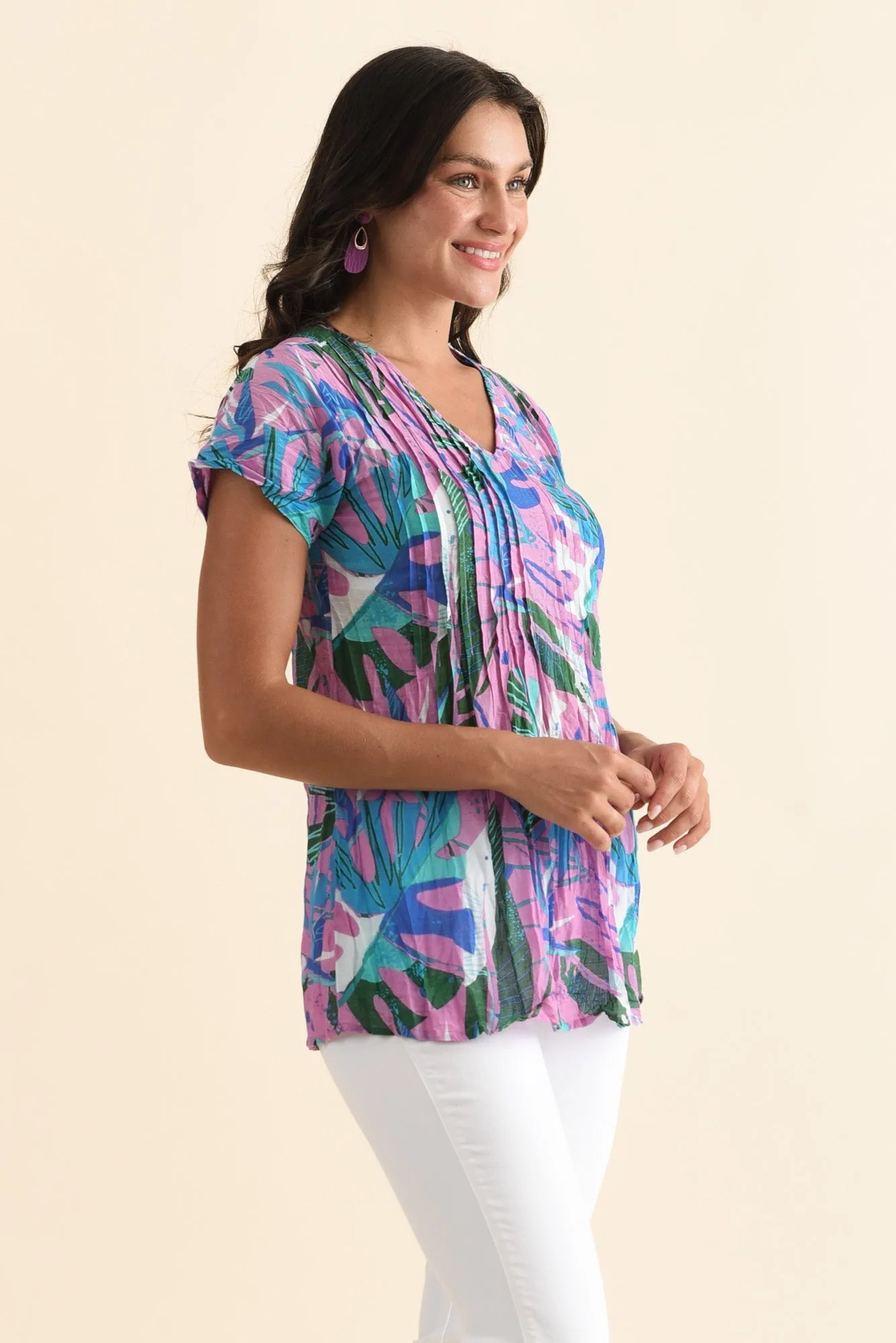 Fia Lilac Tropical Crinkle Cotton Top sold by Blue Bungalow product image thumbnail 3