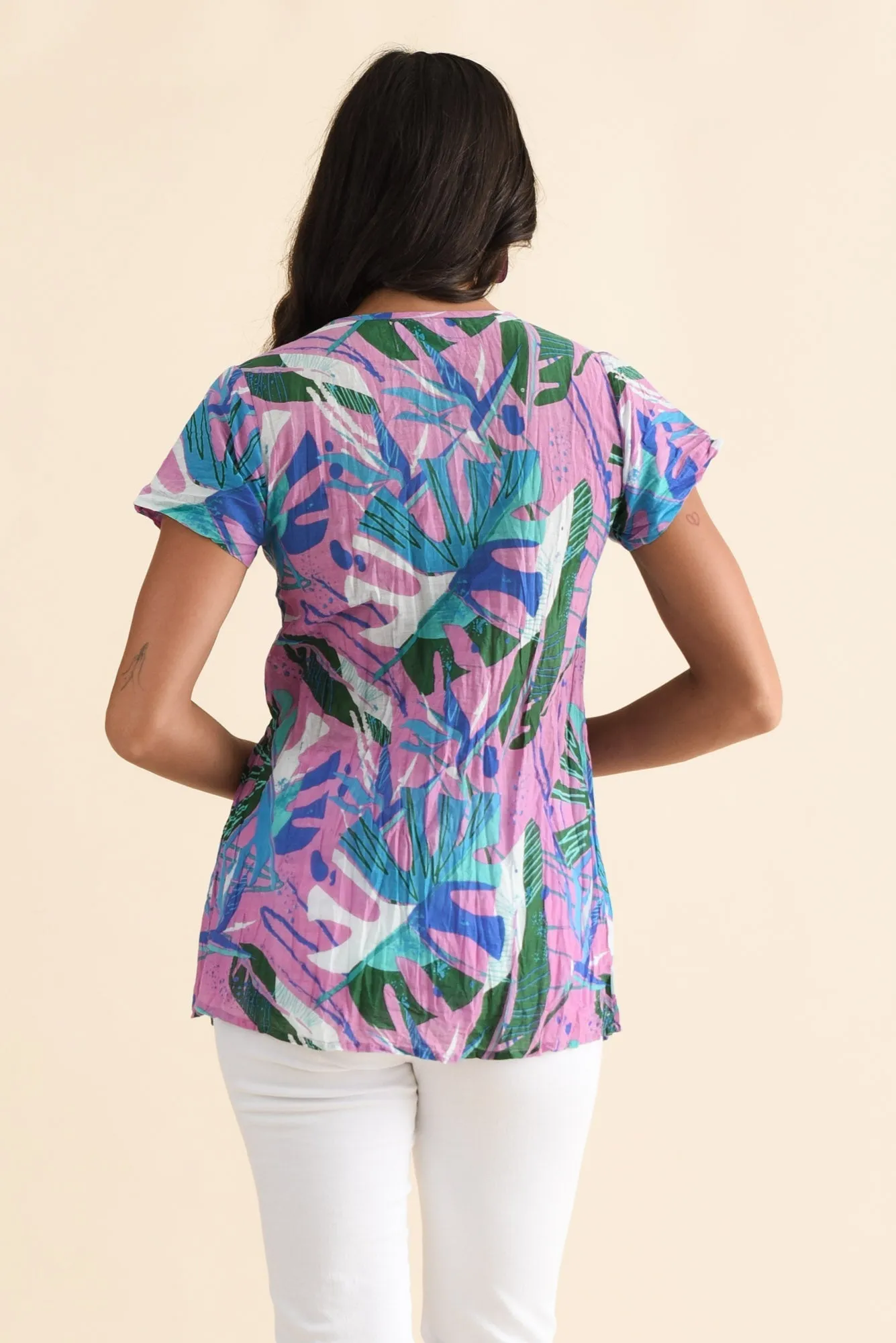 Fia Lilac Tropical Crinkle Cotton Top sold by Blue Bungalow product image thumbnail 4