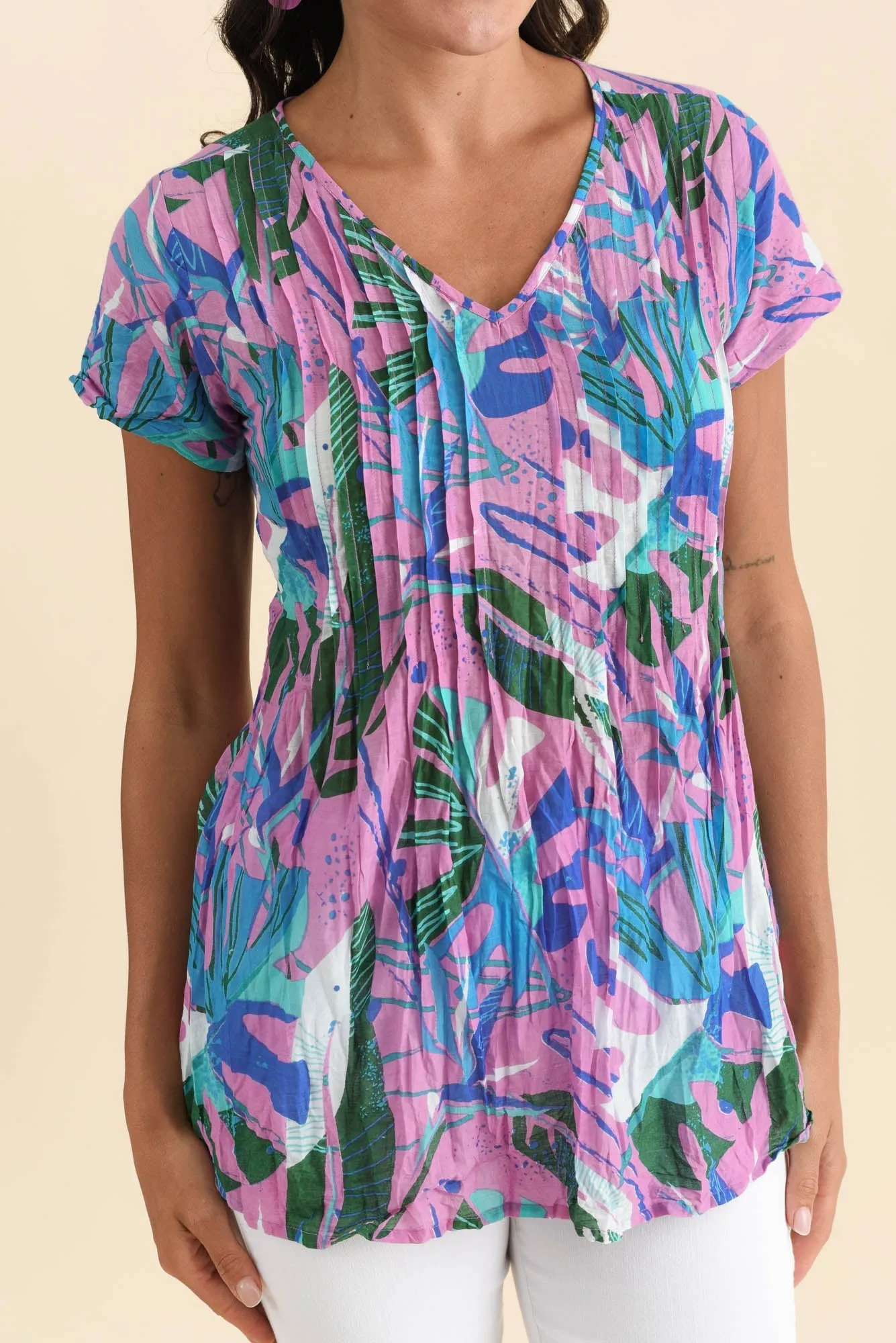 Fia Lilac Tropical Crinkle Cotton Top sold by Blue Bungalow product image thumbnail 5