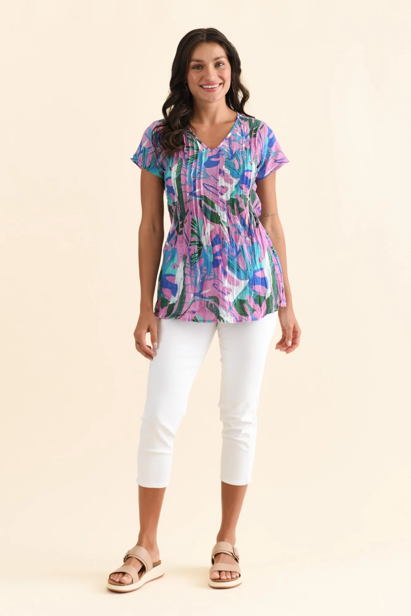 Fia Lilac Tropical Crinkle Cotton Top sold by Blue Bungalow product image thumbnail 2