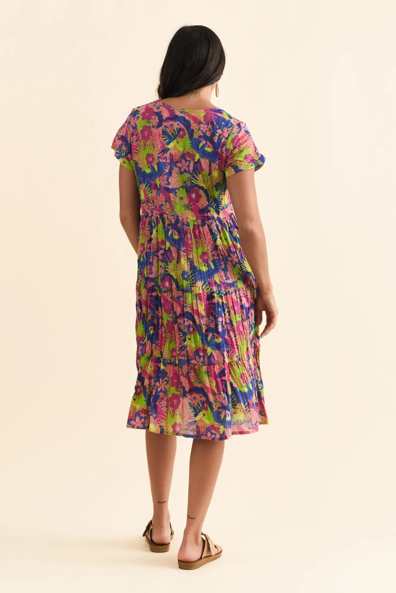 Lania Navy Botanical Crinkle Cotton Dress sold by Blue Bungalow product image thumbnail 4