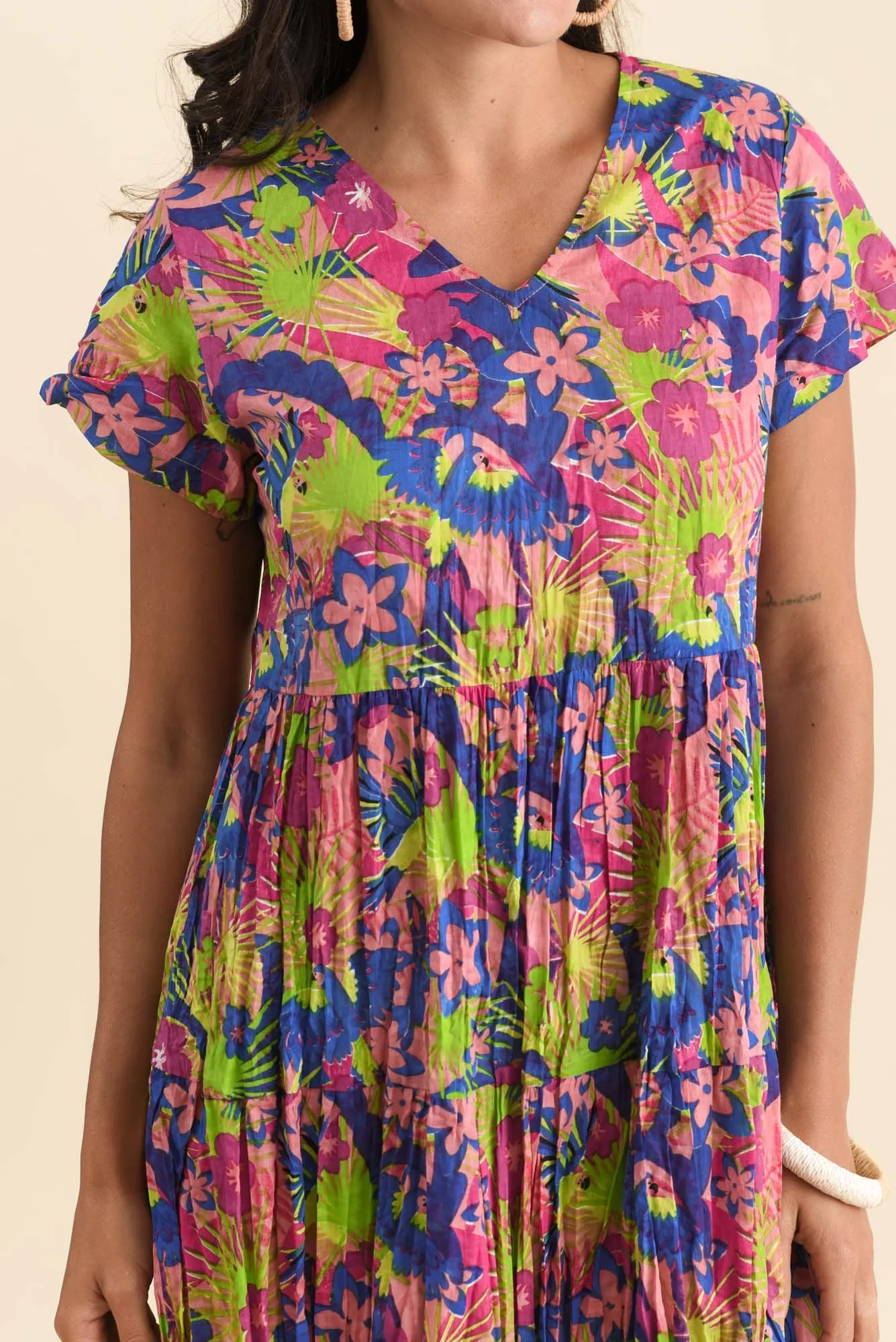 Lania Navy Botanical Crinkle Cotton Dress sold by Blue Bungalow product image thumbnail 5