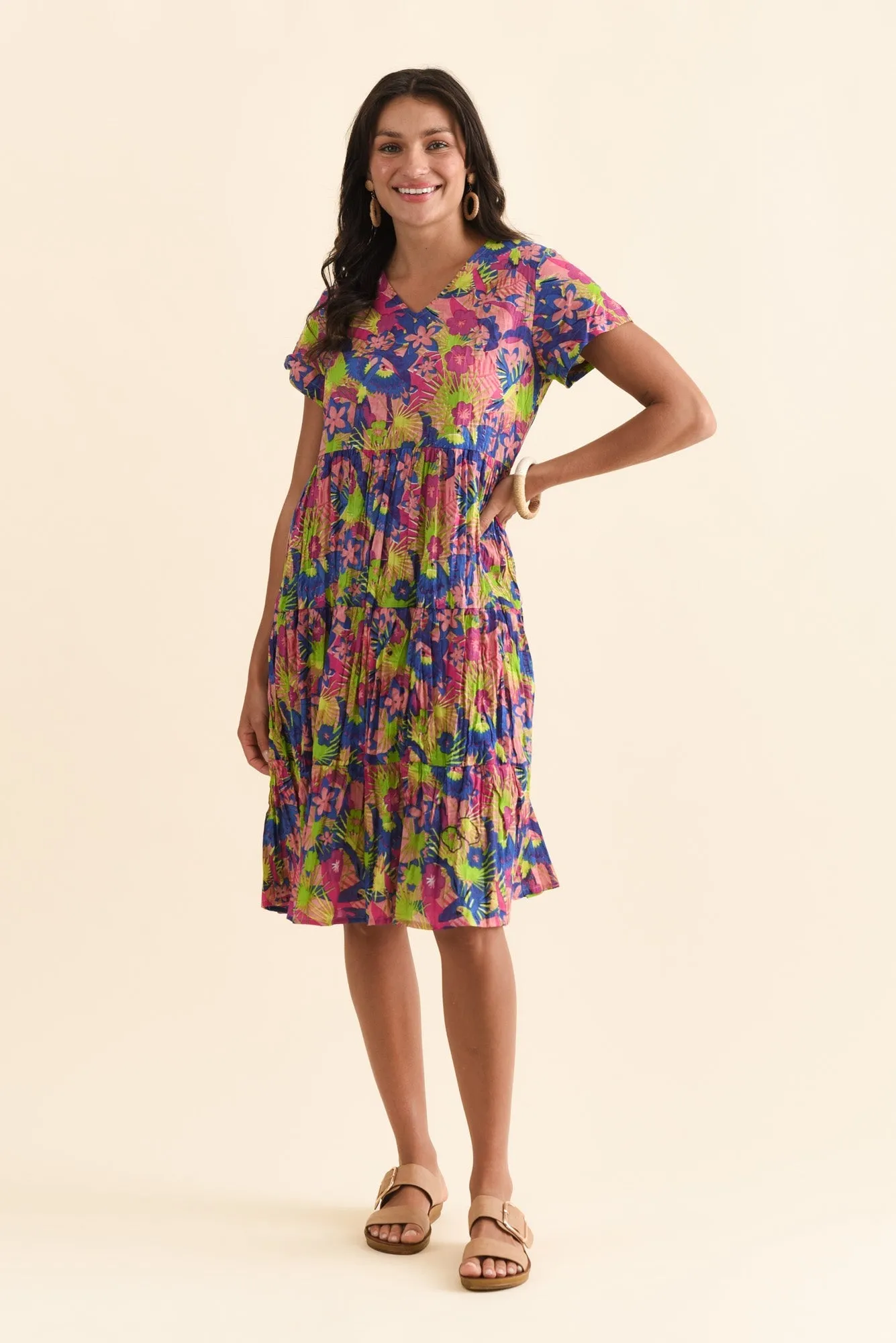 Lania Navy Botanical Crinkle Cotton Dress sold by Blue Bungalow product image thumbnail 2
