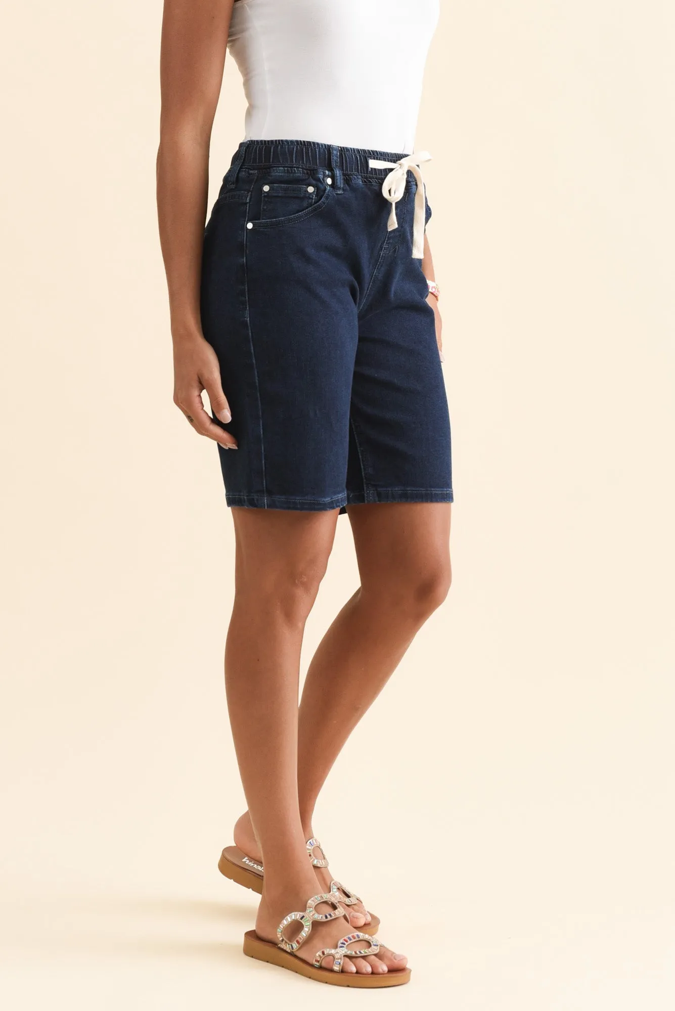 Gabby Dark Blue Denim Bermuda Shorts sold by Blue Bungalow product image thumbnail 3