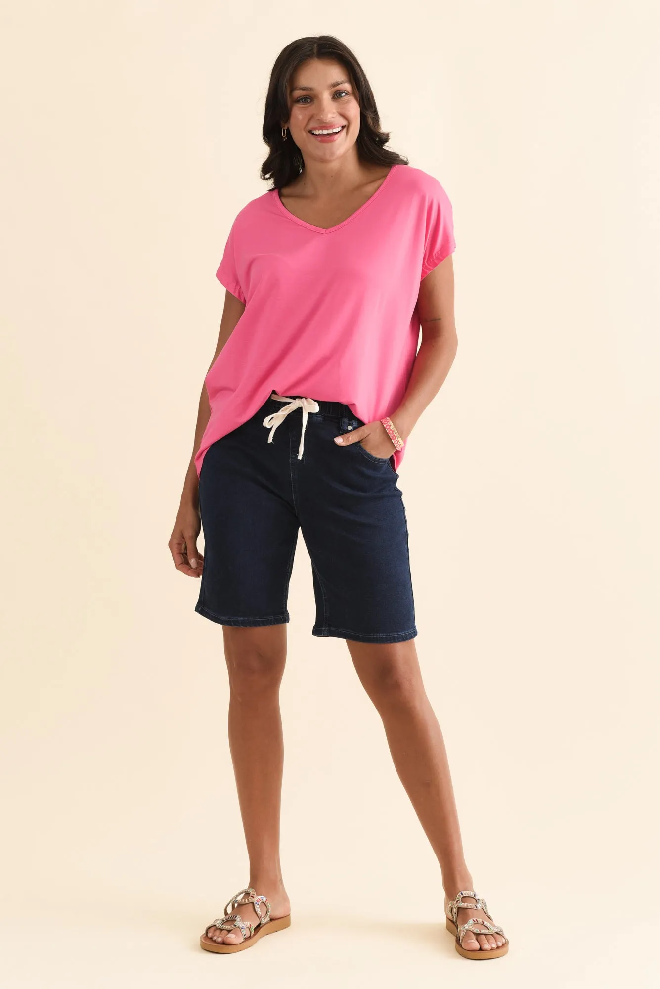 Gabby Dark Blue Denim Bermuda Shorts sold by Blue Bungalow product image thumbnail 2